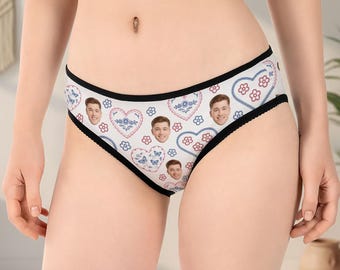Funny custom face slip slip, gepersonaliseerde slip met foto, cadeau voor vriendin, Valentijnsdagcadeaus, humoristisch damesondergoed