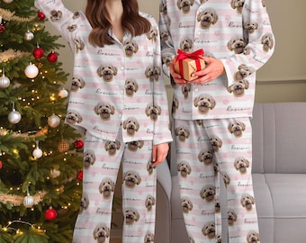 Custom Pet Photo Pajamas, Personalized Pet Sleepwear, Matching Family Outfit, Cute Pet Lover Gift, Custom Pants Set