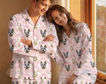 Spersonalizowana piżama ze zdjęciem dla zwierząt, spersonalizowana piżama dla zwierząt, pasujące ubranie rodzinne, uroczy prezent dla miłośnika zwierząt, spersonalizowany zestaw spodni