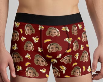 Aangepast gezicht vriendin boxershorts, gepersonaliseerd herenondergoed met foto, grappig cadeau voor hem, Valentijnsdagcadeau, unieke boxershorts voor mannen