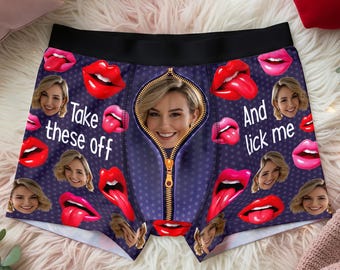 Aangepast gezicht vriendin boxershorts, gepersonaliseerd herenondergoed met foto, grappig cadeau voor hem, Valentijnsdagcadeau, unieke boxershorts voor mannen