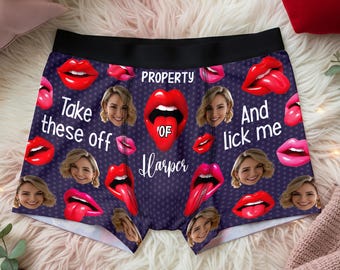 Aangepast gezicht vriendin boxershorts, gepersonaliseerd herenondergoed met foto, grappig cadeau voor hem, Valentijnsdagcadeau, unieke boxershorts voor mannen