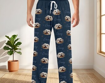 Spersonalizowane piżamy dla zwierząt, spersonalizowane piżamy z motywem pyszczka zwierzaka, pasujące stroje rodzinne, prezent dla właściciela zwierzaka, spersonalizowane spodnie dla psa lub kota