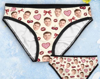 Funny custom face slip slip, gepersonaliseerde slip met foto, cadeau voor vriendin, Valentijnsdagcadeaus, humoristisch damesondergoed