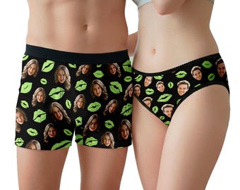 Personalized Underwear Men & Women with Photo, Funny Matching Underwear Couple, Custom Face Boxer Briefs, Valentine's Day Gifts