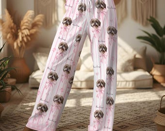 Custom Pet Photo Pajamas, Personalized Pet Face PJs, Matching Family Outfit, Pet Gift for Owners, Custom Dog Cat Pants
