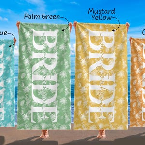 Custom Bride Beach Towel, Personalized Bride Beach Towel, Bachelorette Pool Towel, Vacation Gift, Wedding Beach Towel, Mrs. Beach Towel Gift
