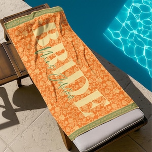 Custom Bride Beach Towel, Personalized Bride Beach Towel, Bachelorette Pool Towel, Vacation Gift, Wedding Beach Towel, Mrs. Beach Towel Gift