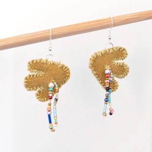 Embroidered Fabric Earrings – Colorful Sculptural Textile Jewelry – Lightweight Statement Earrings – Handmade Gift for Her