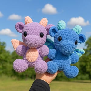 Crochet Plush Dragon Pattern – Cute Amigurumi Dragon Tutorial PDF, DIY Soft Toy Instructions