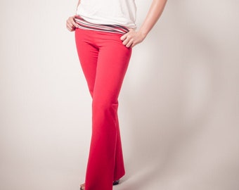 Yoga Fold Down Waistband: Karma Pant.Red. Medium