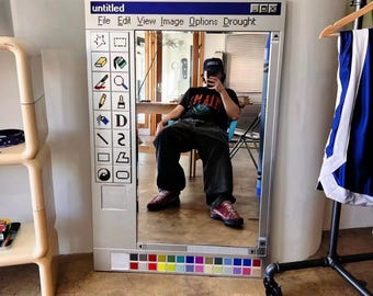 Ms Paint Inspired Pixel Mirror, Retro Windows Style Wall Decor