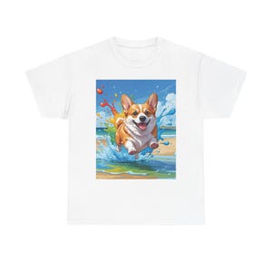 Corgi Beach Adventure Tee | Cute Animal Lover Shirt, Gift for Dog Owners, Summer Casual Wear, Pet Lover's Apparel, Beach Day T-Shirt
