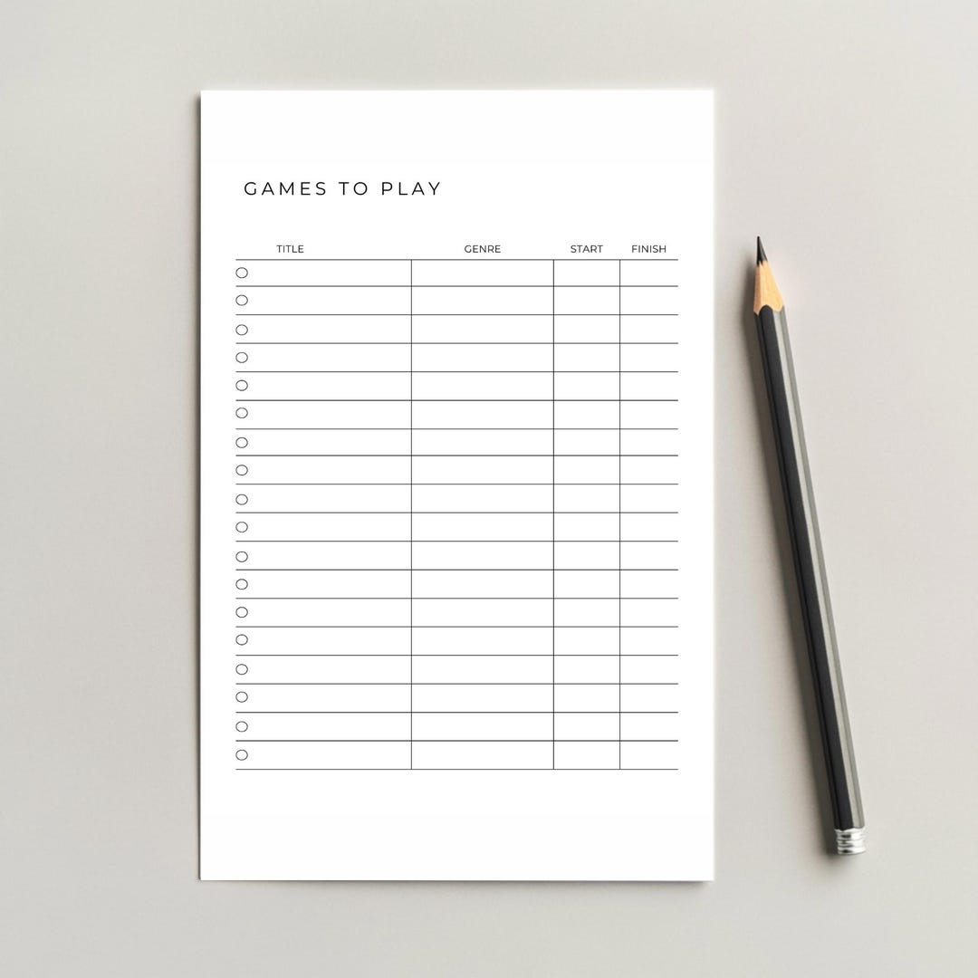 Playing Tracker Games to Play Tracker Printable: Gaming Backlog List PDF (instant ...