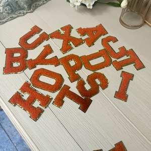 Parches de letras de chenilla para planchar, parches de letras de chenilla adhesivos, parches de letras de chenilla para planchar, parches de letras de chenilla autoadhesivos