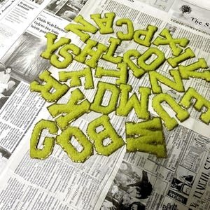 Parches de letras de chenilla para planchar, parches de letras de chenilla adhesivos, parches de letras de chenilla para planchar, parches de letras de chenilla autoadhesivos