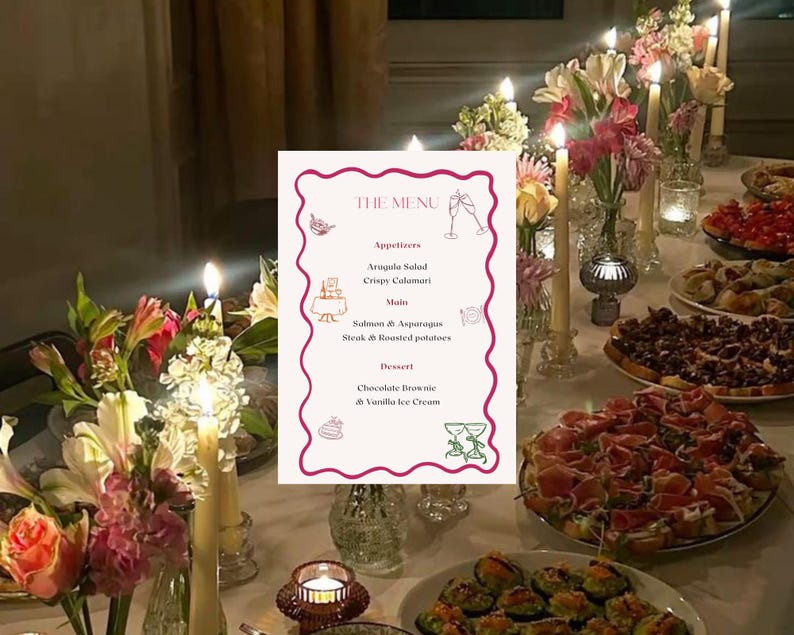 Editable Birthday Dinner Invitation & Menu Template | Elegant Dinner ...