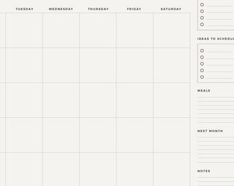 Familjens månadskalender för kylskåp eller vägg: Rutinschema för barn och småbarn, måltidsplanerare, idéer och anteckningsorganisatör, utskrivbar PDF
