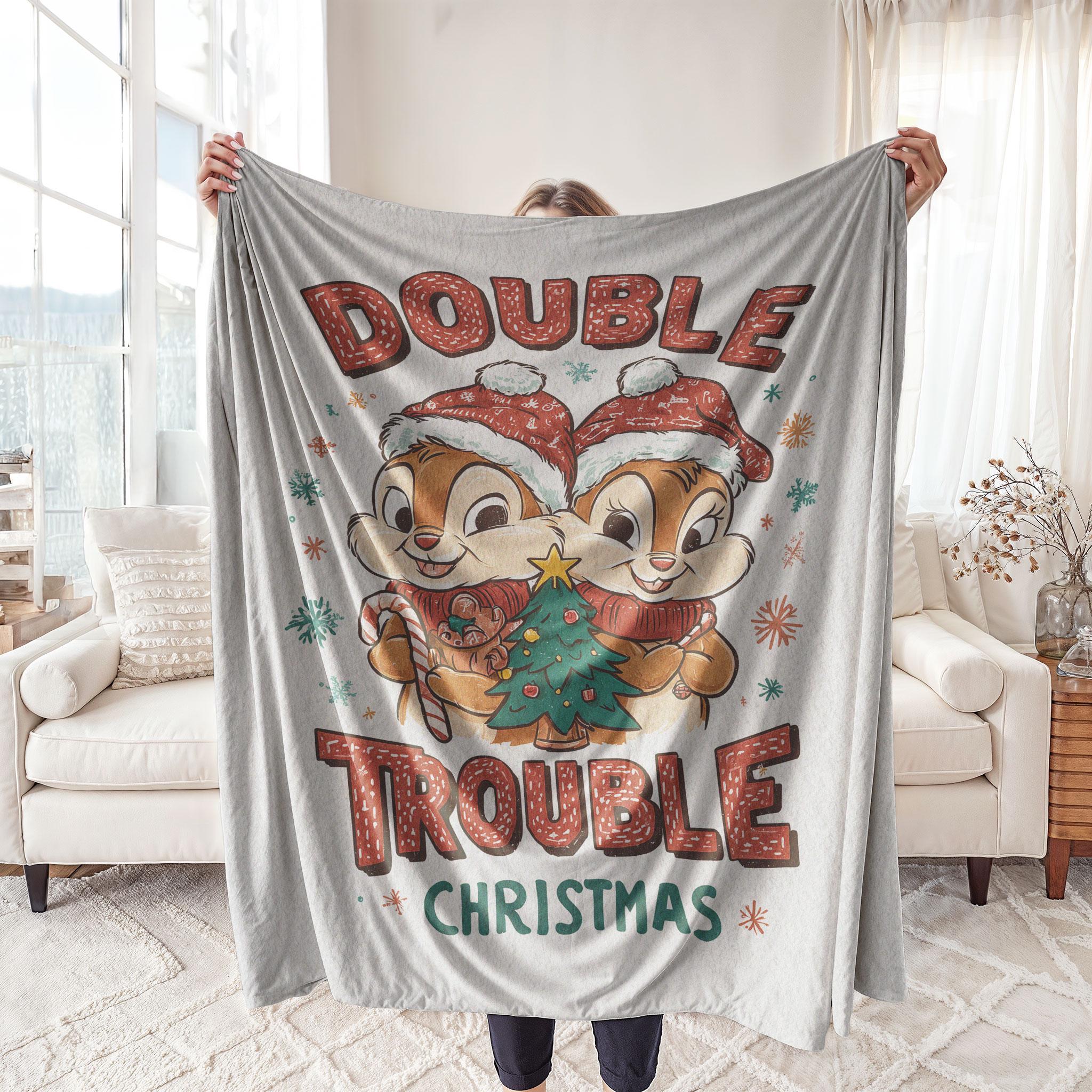 Discover Double Trouble Christmas Sherpa Fleece Blanket, Cartoon Chipmunk Cozy Throw