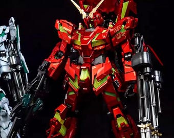 Kit de modelo AeroModelBuild Unicorn Gundam (rojo personalizado), escala 1/60, construido y pintado.