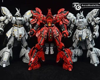 Pre-Built Painted Yukiland GK Custom Parts Sazabi (Three-Red Color) MG 1/100 | Custom Finish | Professionally Assembled Model Kit