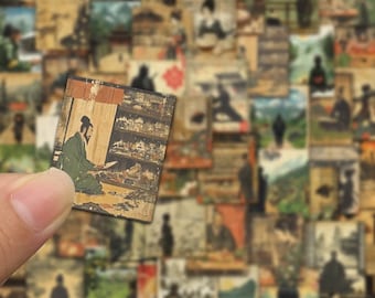 50PCS Japanese Ukiyo-e Woodcut Stickers, Traditional Art Portraits for Scrapbooking, Collage, Notebooks, Gifts, and Decor