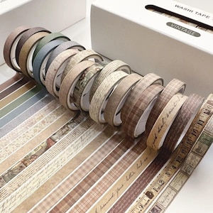 20PCS Vintage Washi Tape Set, Decorative Masking Tape for Scrapbooking, DIY Journal, Stationery, Craft Projects, and Art Supplies