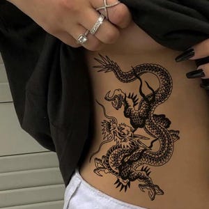 Traditional Dragon Temporary Tattoo, Waterproof Japanese Fake Tattoo Sticker, Long-Lasting Arm Tattoo, Tatuajes Temporales Art