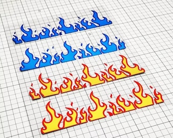Flame Car Stickers Set of 2 Waterproof Vinyl Decals – Racing for Window, Bumper, Motorcycle Fuel Tank, JDM, Anime