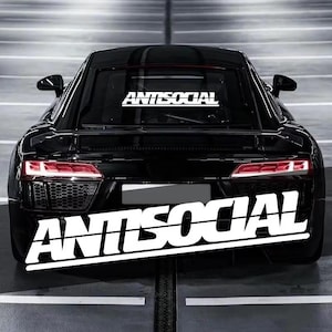 Antisocial vinylbilklistermärke – Cool vattentät dekal för bakruta eller vindruta, JDM-racingstil, gör-det-själv-bildekoration