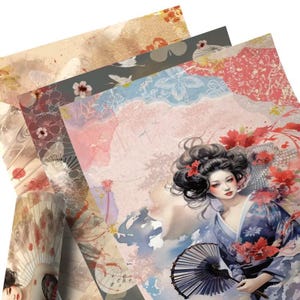 8 pezzi di carta di riso giapponese retrò, carta da disegno originale per scrapbooking, forniture per decorazioni vintage di diari spazzatura