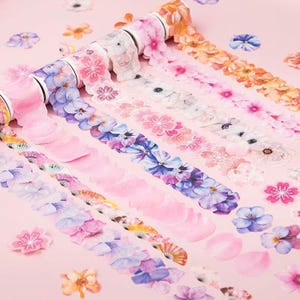 Yoofun 50 STÜCKE Sakura Washi Aufkleber Rolle, Blumen Masking Tape für Scrapbooking, Geschenkkarten, Journal, Planer und Tagebuchdekoration