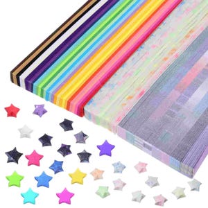 1290PCS Origami Star Paper Strips, Glitter Decorative Folding Paper for Lucky Stars, DIY Crafts, Party Decor, and Gift Making
