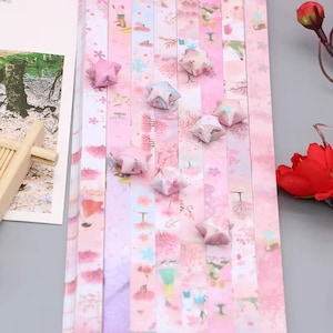 540 Sheets Sakura Origami Star Paper Strips – Lucky Star Folding Paper for DIY Crafts, Kids Art, Decorations, and Hand Craft Projects