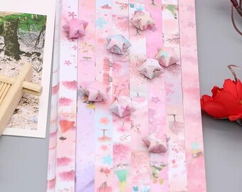 540 Sheets Sakura Origami Star Paper Strips – Lucky Star Folding Paper for DIY Crafts, Kids Art, Decorations, and Hand Craft Projects