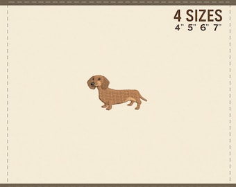 Dachshund Dog Embroidery Design - Cute Wiener Dog Stitch File (4”, 5”, 6”, 7”) - Pet Lover Machine File