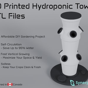 3D Printed Hydroponic Tower STL Files – Vertical Planter for Indoor & Outdoor Growing, Modular Stackable Design for Lettuce, Herbs, and more