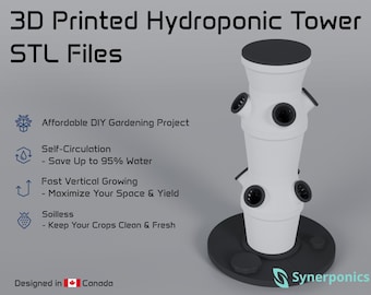 Pliki STL z drukowaną w 3D wieżą hydroponiczną: doniczka pionowa DIY (w zestawie instrukcja obsługi w formacie PDF)