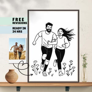 Custom Minimalist Line Art Portrait from Photo – Personalized Couple Illustration, Custom Portrait Drawing, Anniversary or Wedding Gift