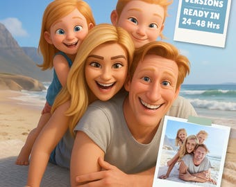Custom 3D Cartoon Portrait | Family, Couple, Pet Gift (Digital File)