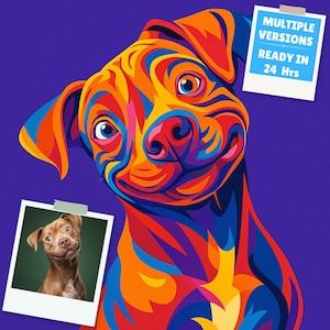 Custom Personalized Colorful Pet Pop Art Portrait, Custom Dog Portrait, Custom cat portrait, Colorful Pet Portrait Pop Art From Photo D56