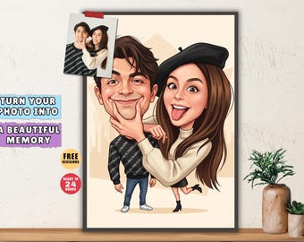 Custom Caricature Portrait from Photo, Funny Personalized Cartoon Drawing Gift