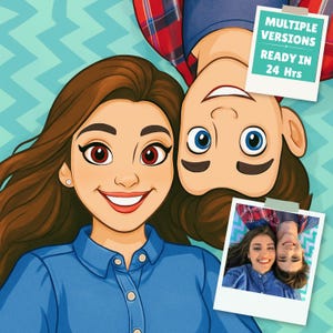 Custom Disney Style Portrait, Disney Character, Personalised Family Portrait, Cartoon Portrait From Photo, Disney Style Couple, Digital File