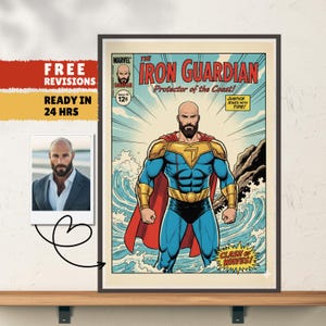 Personalized Comic Book Cover Portrait from Photo, Vintage Retro Style Art Gift for Friends or Couples, Digital File Download