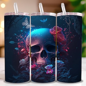 Glow In The Dark Skull Heads, Skull 20oz Skinny Tumbler Sublimation Designs, Best Seller, Straight 20 oz Tumbler Template, Tumbler Wrap PNG