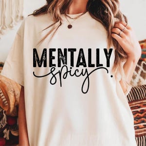 Mentally Spicy Typography Design, Digital Download, PNG File, Sublimation and DTF Design, Retro Typewriter Png, Vintage Png, 70&#39;s Style Png