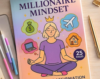 Miljonair Mindset Boss Babe Kleurboek | Kleurplaten 25 pagina's afdrukbare affirmatie | Pdf over geldmanifestatie en zelfzorg