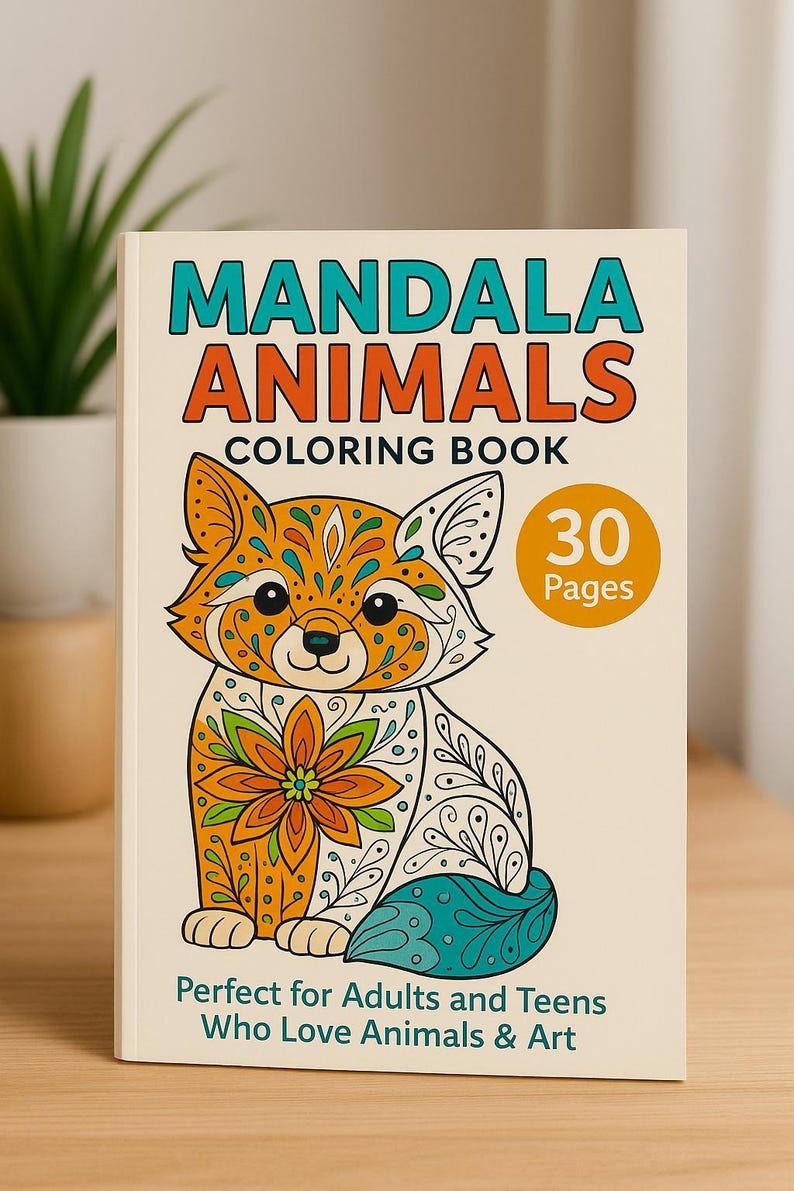 Mandala Animals Coloring Book | 30 Relaxing Pages for Adults Teens - Etsy