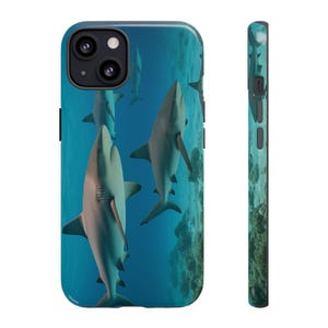 Funda para teléfono con estampado de tiburón / Funda resistente con ambiente oceánico, funda única, regalo para amantes del océano, cumpleaños, decoración de playa, impermeable