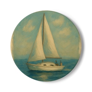 Sailing Serenity Ceramic Coaster - Nautical Home Decor, Coastal Kitchen Accessory, Marine Gift, Beach House Decoration, Summer Entertaining